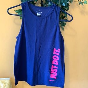 The Nike Tee DrI- Fit size XS kids color Dark Blue/ Pink